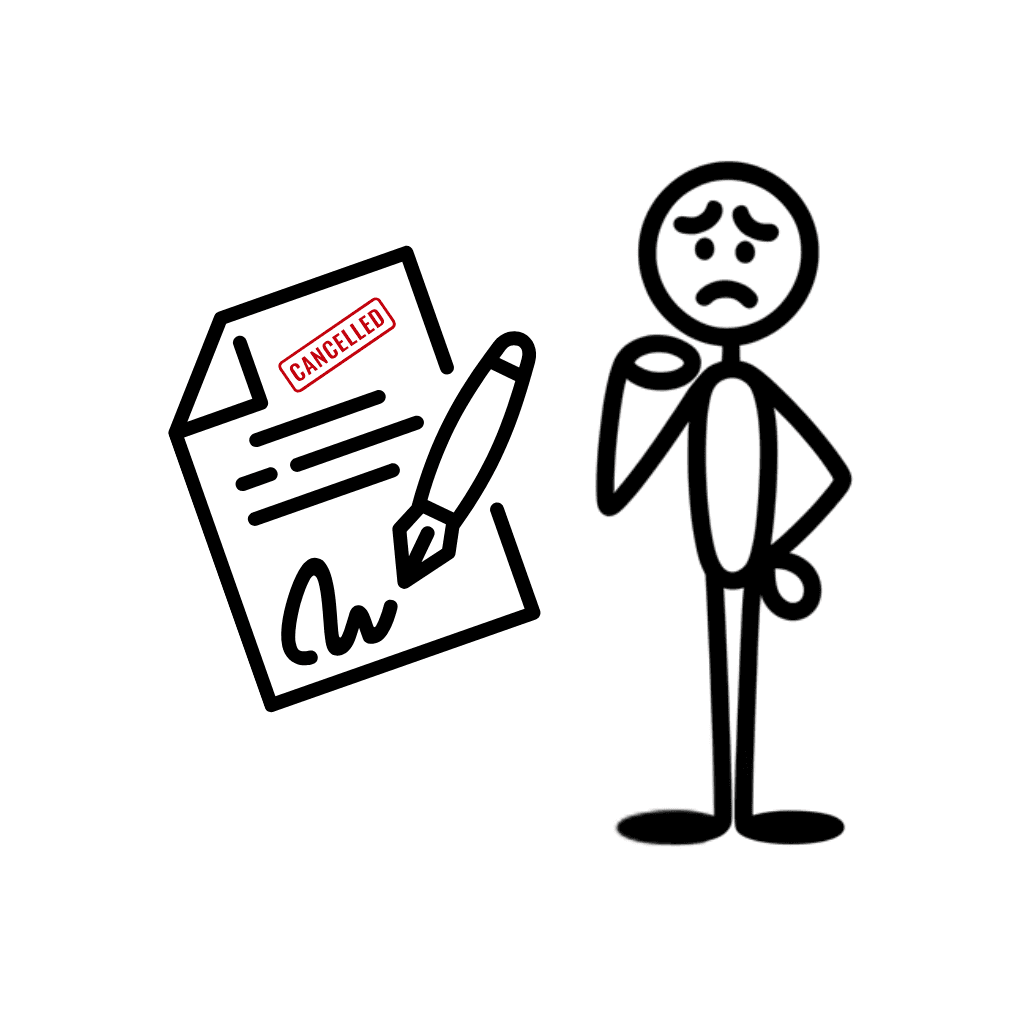 stick figure man cancelling gym contract due to injury. Resilience Rehab & performance exercise physiology & physiotherapy - Expert Pain Management and Rehab Solutions