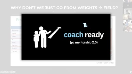 Coach Ready mentorship program slide showing evidence-based approach to helping clients train through limitations with rehab & performance. (exercise physiology & physiotherapy