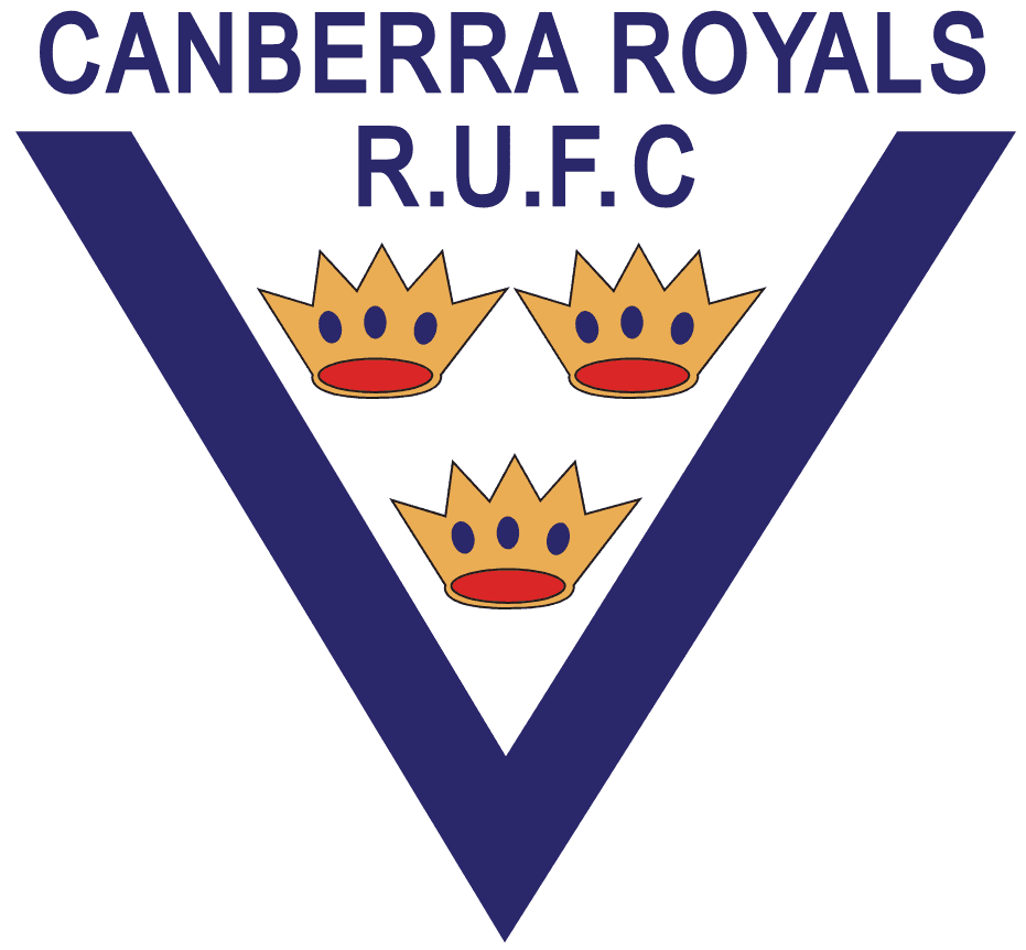 Logo featuring crowns and initials, Canberra Royals Rugby Union Team